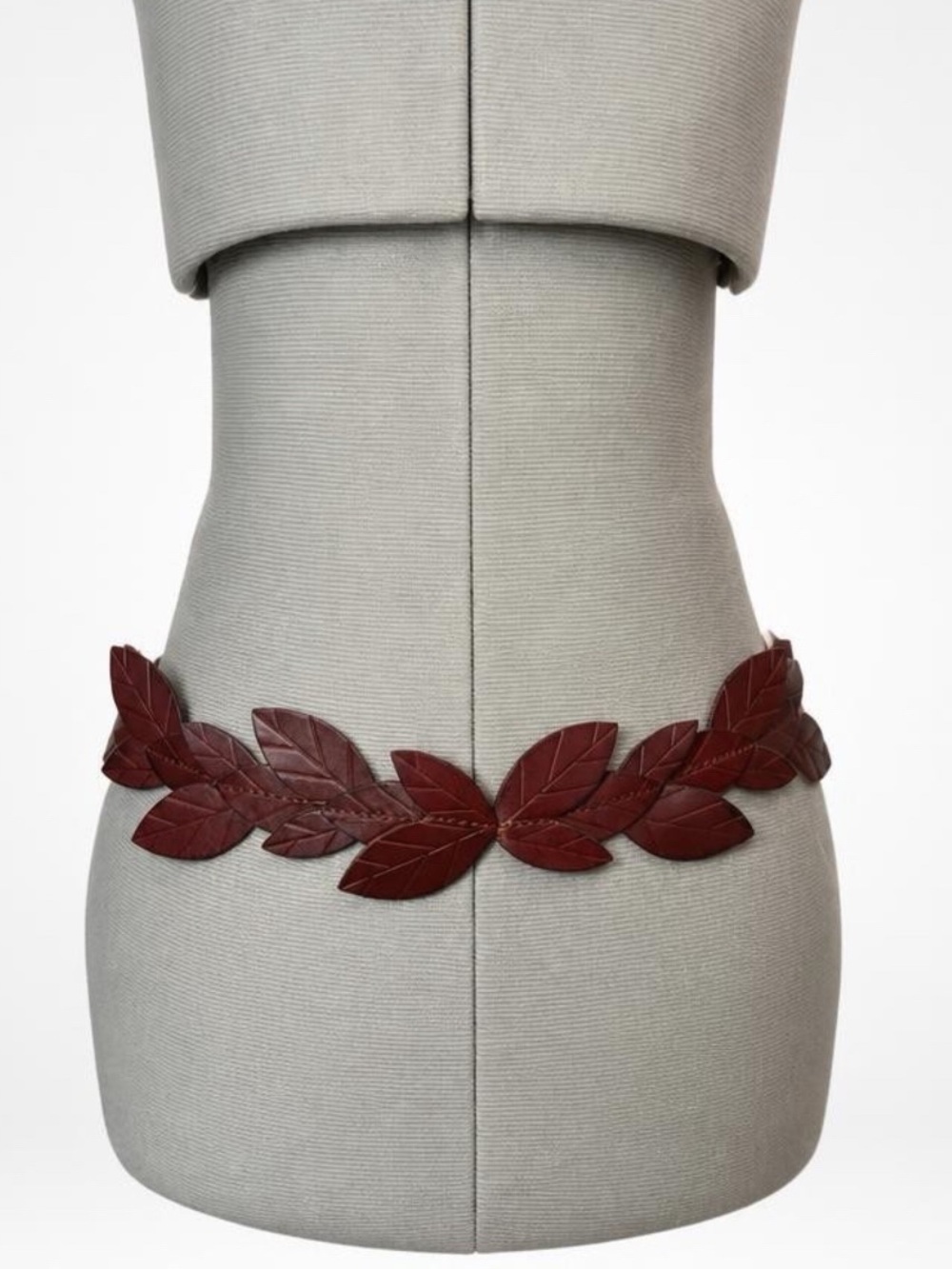 Leather Leaf Motif Waist Belt or Laurel Headband, adjustable, brown, EUC, 29-34 - Picture 1 of 12